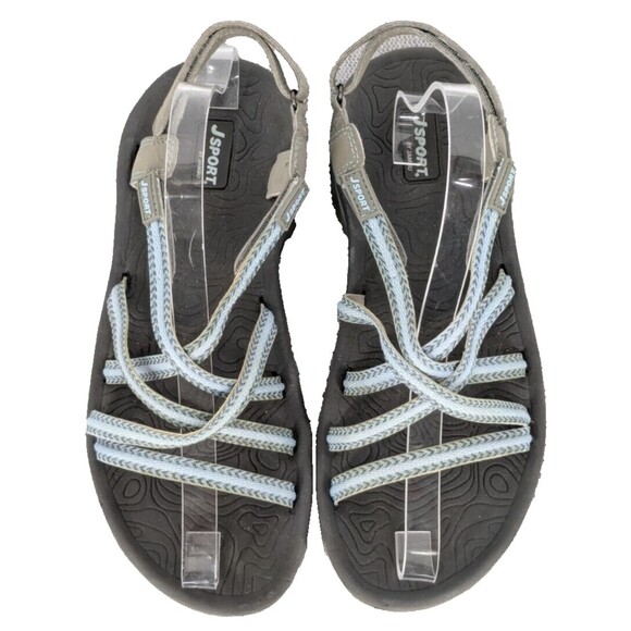 CUTE!  J Sport By Jambu Strappy Gray Blue Sandals Womens sz 8 - Picture 8 of 10